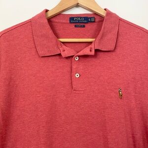 Ralph Lauren Polo Classic Fit Shirt Soft Cotton Marled Red EUC XL
